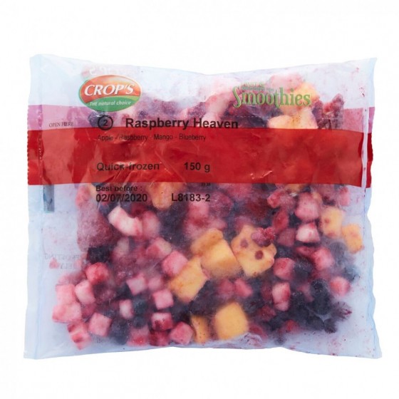 Raspberry Heaven vaisių ir uogų kokteilio ingridientai.